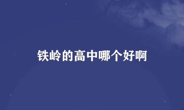 铁岭的高中哪个好啊