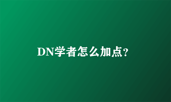 DN学者怎么加点？