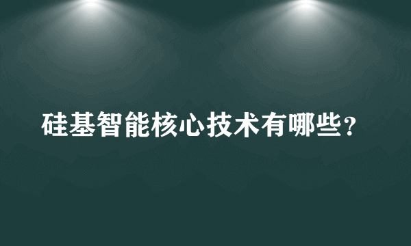 硅基智能核心技术有哪些？