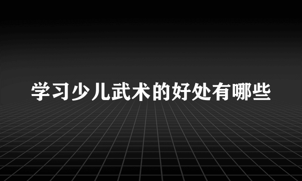 学习少儿武术的好处有哪些