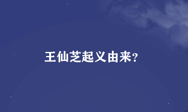 王仙芝起义由来？