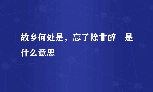 故乡何处是，忘了除非醉。是什么意思