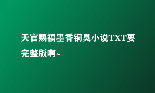 天官赐福墨香铜臭小说TXT要完整版啊~