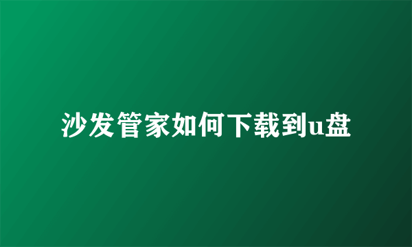 沙发管家如何下载到u盘