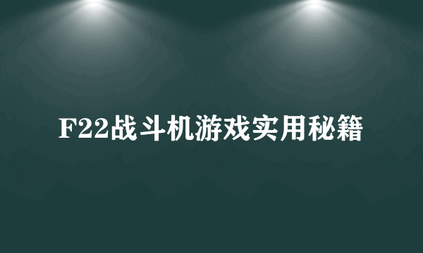 F22战斗机游戏实用秘籍