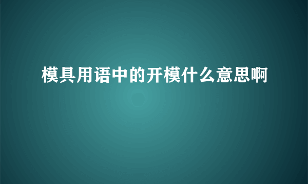 模具用语中的开模什么意思啊