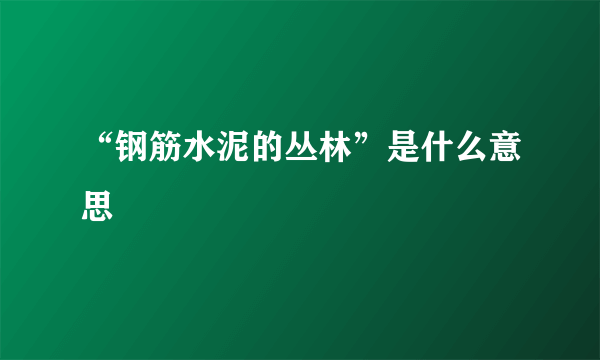 “钢筋水泥的丛林”是什么意思