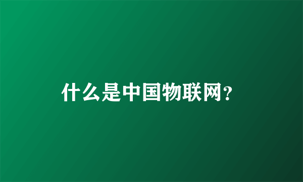 什么是中国物联网？