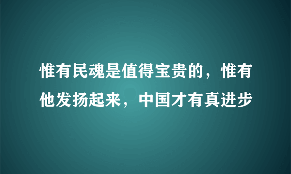 惟有民魂是值得宝贵的，惟有他发扬起来，中国才有真进步