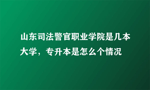 山东司法警官职业学院是几本大学，专升本是怎么个情况