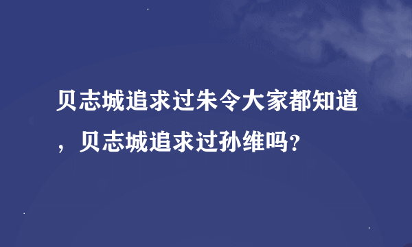 贝志城追求过朱令大家都知道，贝志城追求过孙维吗？