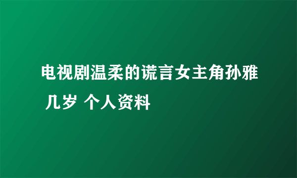 电视剧温柔的谎言女主角孙雅 几岁 个人资料