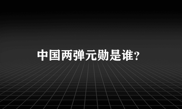 中国两弹元勋是谁？