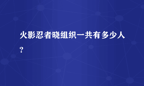 火影忍者晓组织一共有多少人？