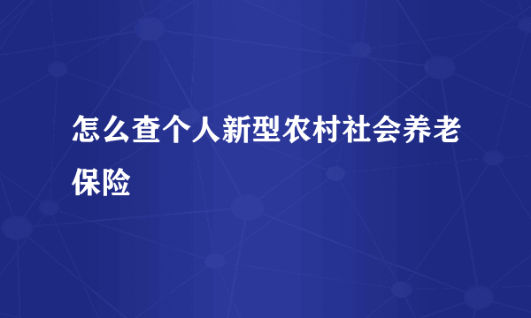 怎么查个人新型农村社会养老保险