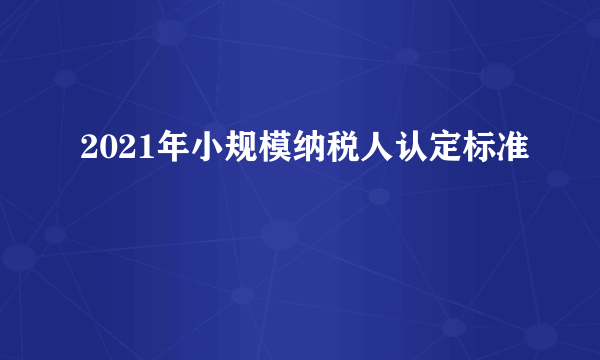 2021年小规模纳税人认定标准