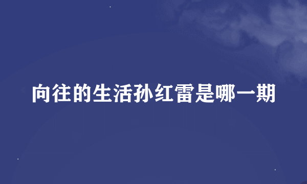 向往的生活孙红雷是哪一期