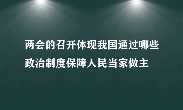 两会的召开体现我国通过哪些政治制度保障人民当家做主