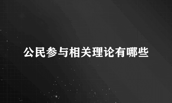 公民参与相关理论有哪些