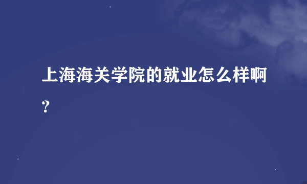 上海海关学院的就业怎么样啊？