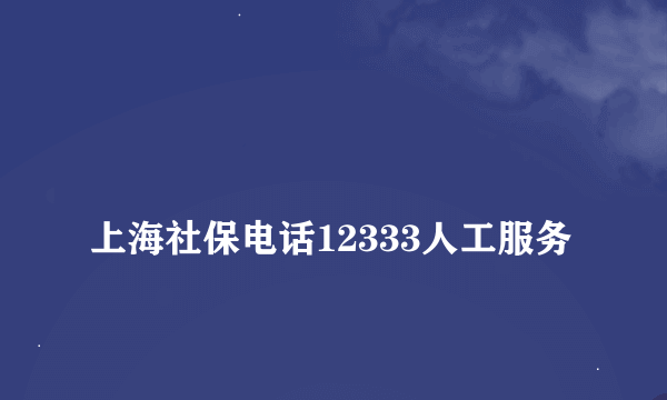 
上海社保电话12333人工服务

