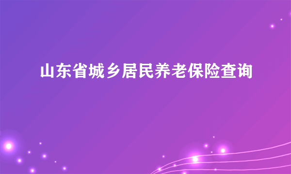 山东省城乡居民养老保险查询