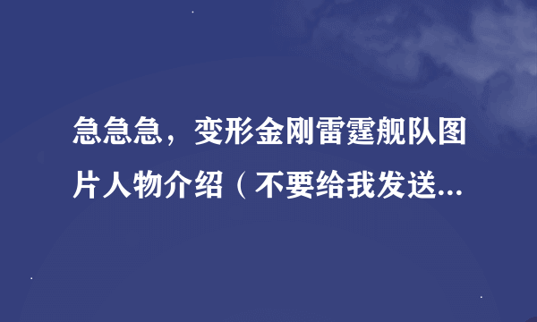 急急急，变形金刚雷霆舰队图片人物介绍（不要给我发送网址，你直接发到上面）！！！！！！！！！！！！