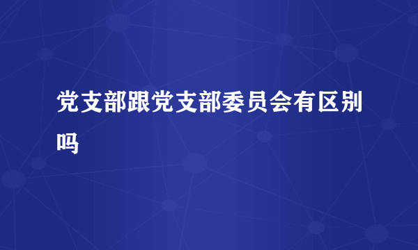 党支部跟党支部委员会有区别吗