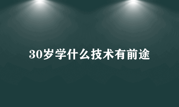 30岁学什么技术有前途