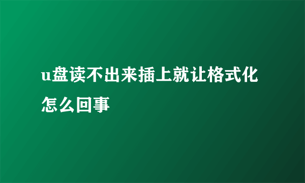 u盘读不出来插上就让格式化怎么回事