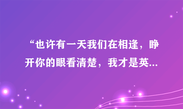 “也许有一天我们在相逢，睁开你的眼看清楚，我才是英雄”这是郑智化的那首歌曲中的？