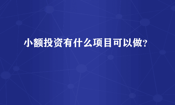 小额投资有什么项目可以做？