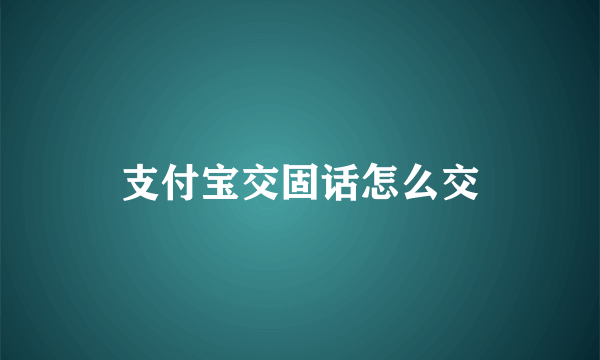 支付宝交固话怎么交