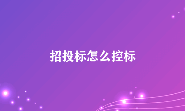 招投标怎么控标