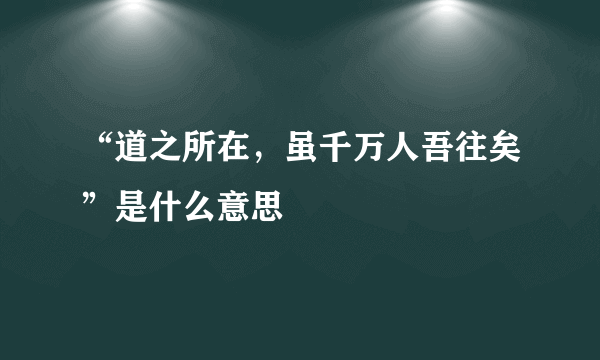 “道之所在，虽千万人吾往矣”是什么意思