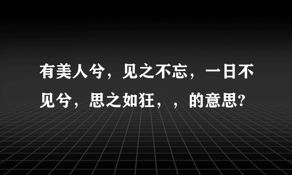 有美人兮，见之不忘，一日不见兮，思之如狂，，的意思?