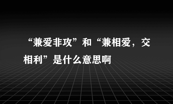 “兼爱非攻”和“兼相爱，交相利”是什么意思啊