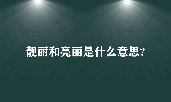 靓丽和亮丽是什么意思?