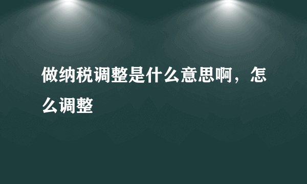 做纳税调整是什么意思啊，怎么调整