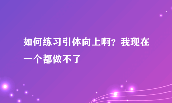 如何练习引体向上啊？我现在一个都做不了