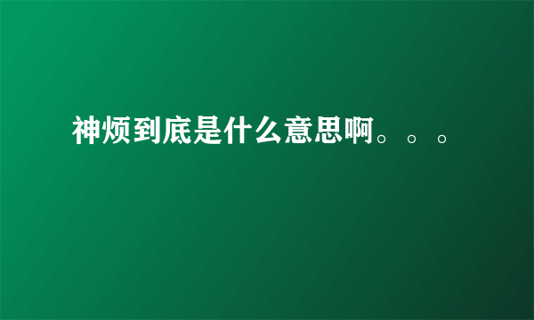 神烦到底是什么意思啊。。。