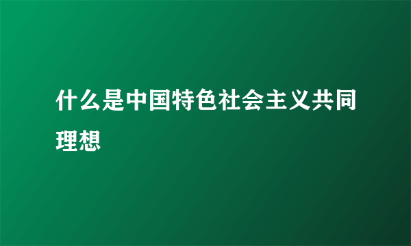 什么是中国特色社会主义共同理想