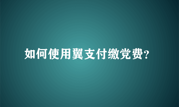 如何使用翼支付缴党费？