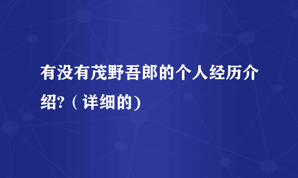 有没有茂野吾郎的个人经历介绍?（详细的)