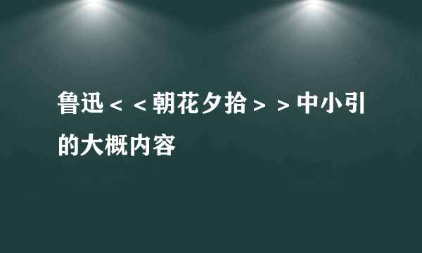 鲁迅＜＜朝花夕拾＞＞中小引的大概内容