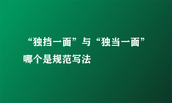 “独挡一面”与“独当一面”哪个是规范写法