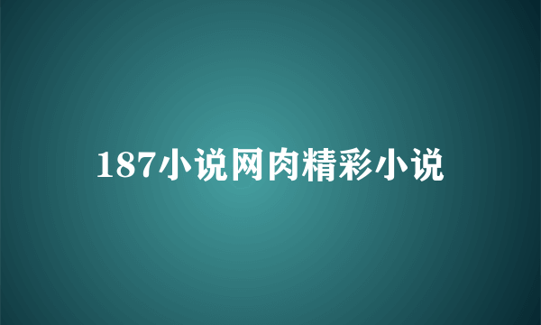 187小说网肉精彩小说