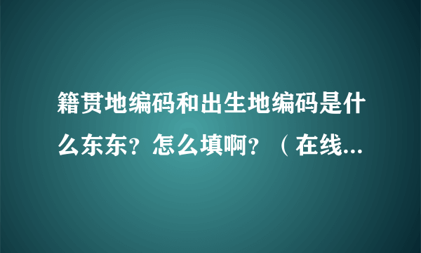 籍贯地编码和出生地编码是什么东东？怎么填啊？（在线等啊！）