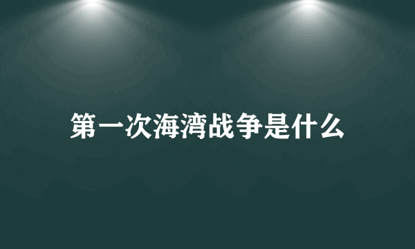 第一次海湾战争是什么