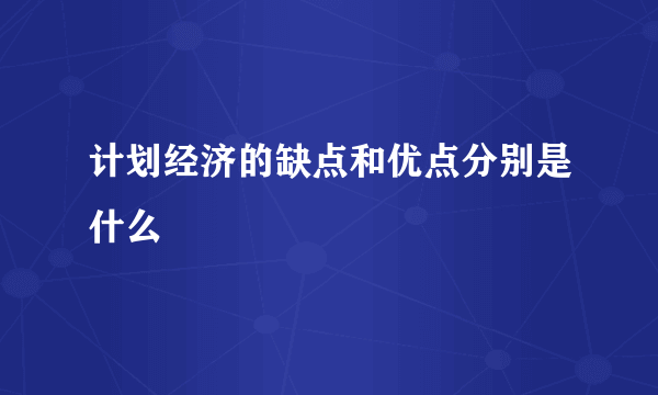 计划经济的缺点和优点分别是什么